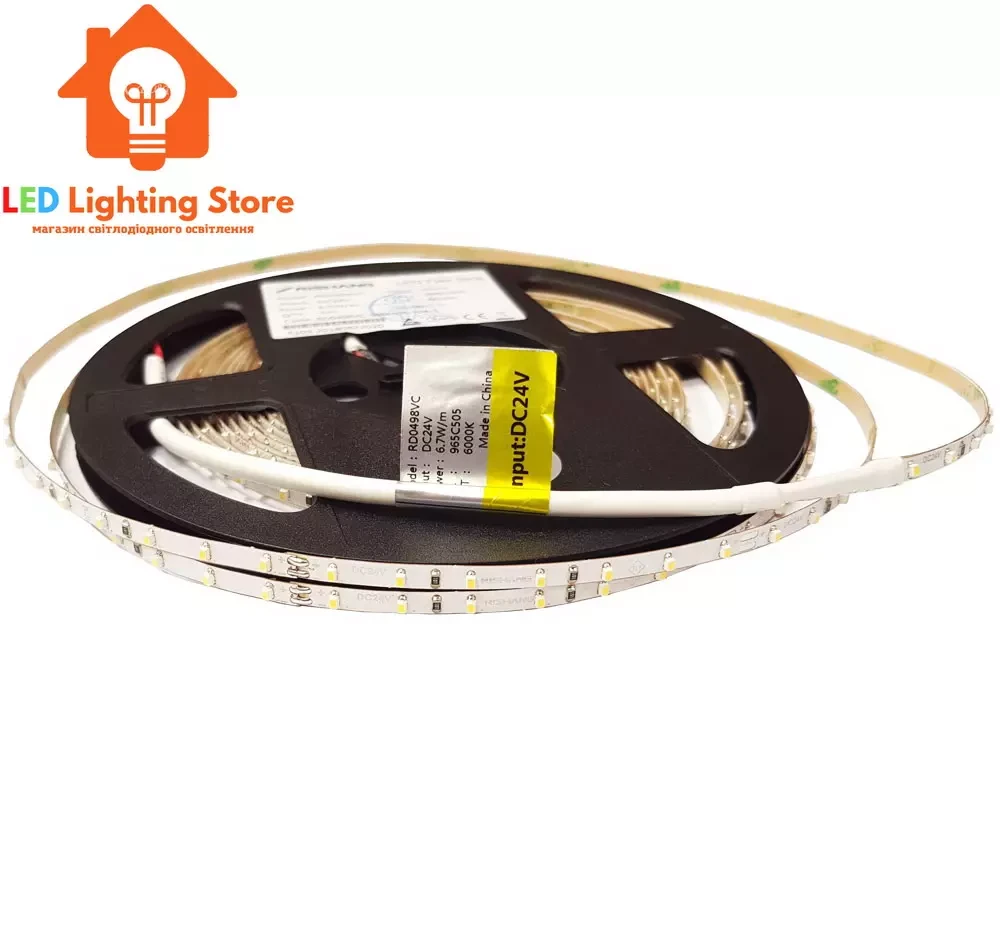 Світлодіодна стрічка RISHANG, smd2014, 24V, 98 led/m, 6.7W, 580Lm, IP20, 6000K, CRI80, RD0498VC (10904), фото 1