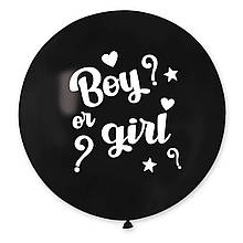 Латексна кулька пастель Чорний 31"/14 GEMAR G220 з принтом Boy or Girl ТМ Star