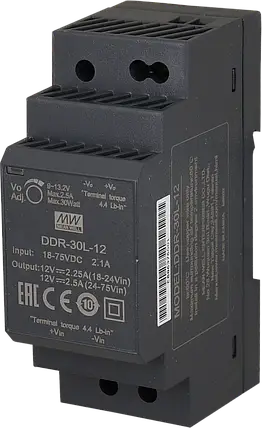 Ізольований DC/DC-перетворювач Mean Well на DIN-рейку 30W 2.5A 12V DDR-30L-12, фото 2