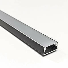 Комплект 2 метра Biom профіль алюмінієвий ЛП7B чорний + розсіювач матовий плоский LP-7B+LM-UT