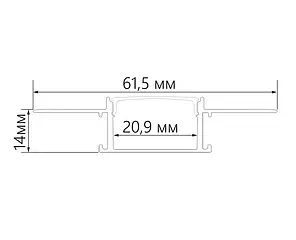 Профіль алюм. врізний прихований Feron CAB254 анод. із розсіювачем для LED стрічки 3м срібло 7405 (01836), фото 2