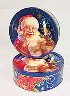Новочарівне паковання, Merry Christmas, металевий тубус, 19 х8.5 см, кругла коробка з кришкою