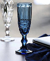 Келих для шампанського Olens «Вінтаж» 180 мл синє скло для дому та ресторанів