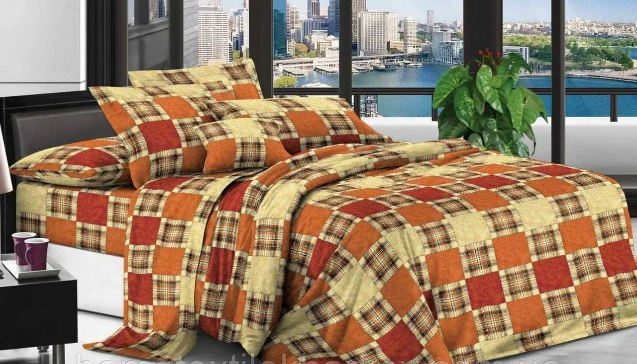 Печворк - Євро комплект постільної білизни з поліестеру