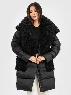 Жіноча зимова куртка пуховик з штучним хутром каракуля XL