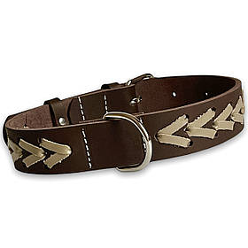 Нашийник шкіряний для собак Canem прикрашений плетінням 43 - 55 см, Коричневий, ширина 30 мм