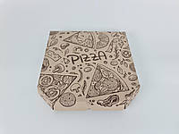 Коробка для Пиццы бурая c печатью Pizza 30см(50 шт)(300х300х40 мм)