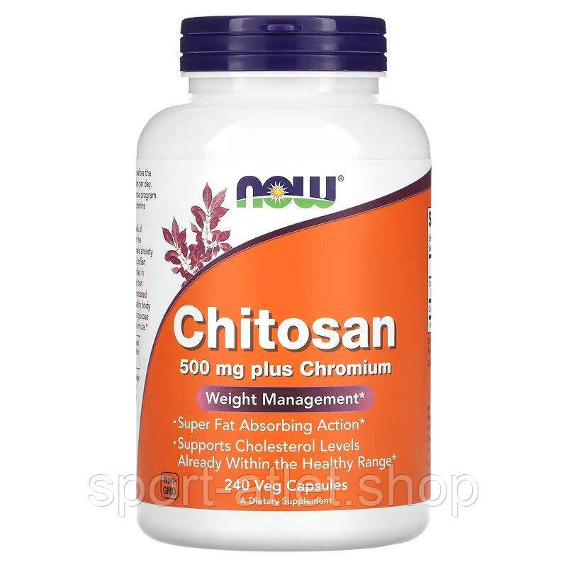 Натуральна добавка NOW Chitosan Plus 500 mg, 240 капсул