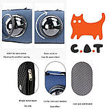 Переноска для котів/собак до 6 кг складана з пластиковим вікном і шлейкою через плече Pet Care синя (GS-65351), фото 4