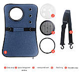 Переноска для котів/собак до 6 кг складана з пластиковим вікном і шлейкою через плече Pet Care синя (GS-65351), фото 5