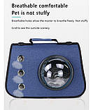 Переноска для котів/собак до 6 кг складана з пластиковим вікном і шлейкою через плече Pet Care синя (GS-65351), фото 6