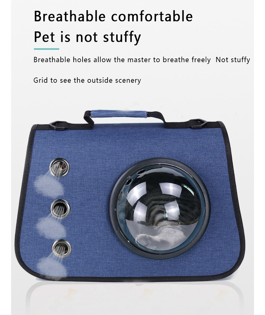 Переноска для котов/собак до 6 кг складная с пластиковым окном и шлейкой через плечо Pet Care синяя (GS-65351) - фото 6 - id-p1671378616