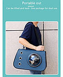 Переноска для котів/собак до 6 кг складана з пластиковим вікном і шлейкою через плече Pet Care синя (GS-65351), фото 8