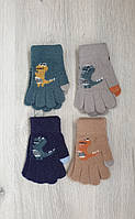 Одинарные перчатки микс мальчик/девочка, 4-6 лет, оптом