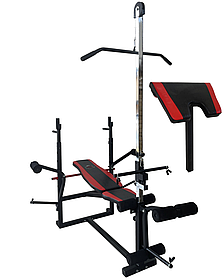 Лава тренувальна + Тяга, Приставка скота + Набір 60 кг лава для жиму з партою скотту, Спортивний комплект