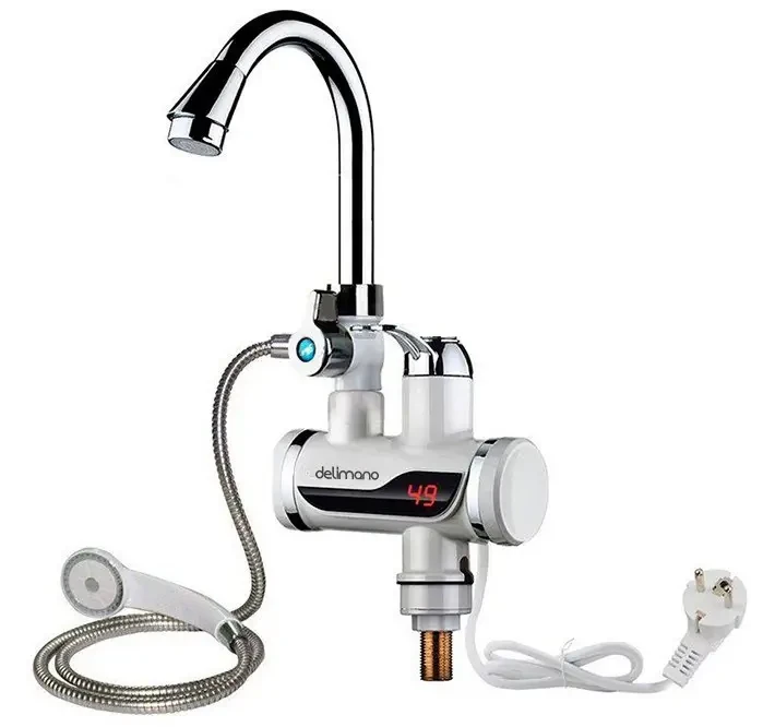 Проточний водонагрівач, бойлер на душ і на кран Delimano з LCD (Делімано) вертикальний в мийку