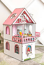 Ляльковий будиночок для Лол NestWood "РОЖЕВИЙ МІНІ КОТЕДЖ", 5 кімнат (поверх 20см), без меблів, фото 2