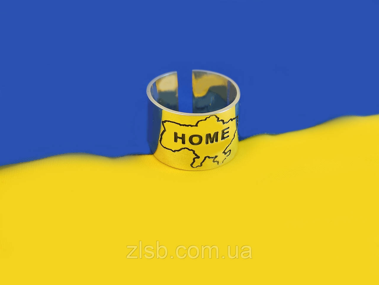 Срібна каблучка Широка  Карта України НОМІ  005, фото 1