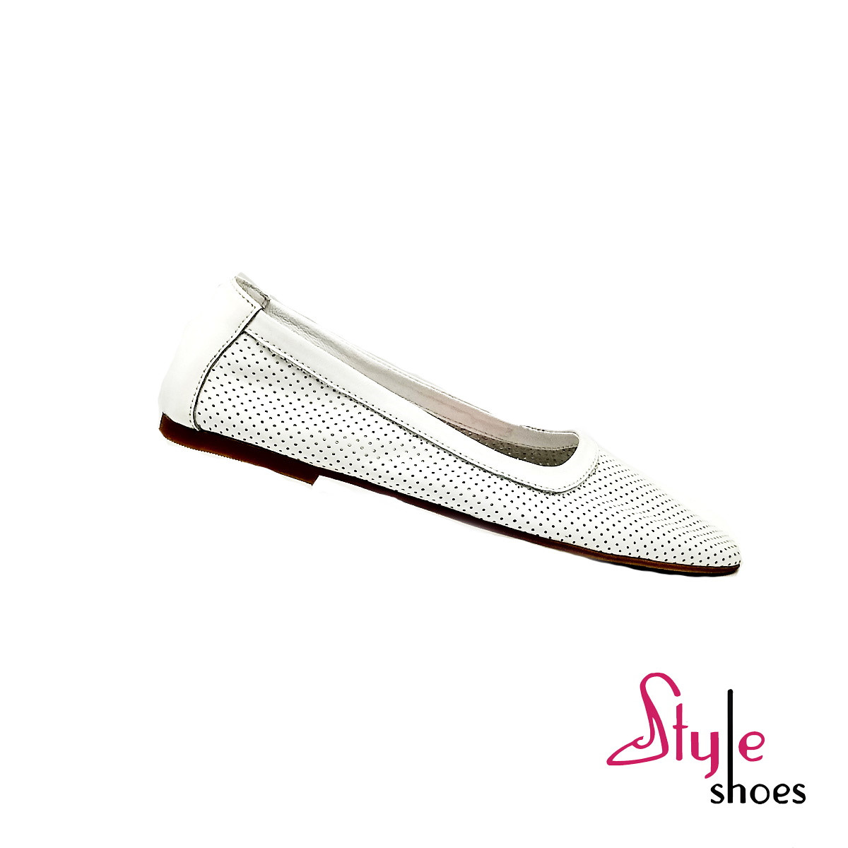 Шкіряні літні балетки в білому кольорі "Style Shoes" 38 розмір