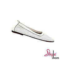 Кожаные летные балетки в белом цвете "Style Shoes"