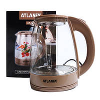 Електрочайник Atlanfa AT-H-05 | Элетрочайник стеклянный с подсветкой чайник прозрачный премиум качества 2.0 л