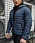Утеплена чоловіча куртка весна-осінь легка стьобана з капюшоном, синя, розмір S, M, L, XL, фото 3