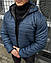 Утеплена чоловіча куртка весна-осінь легка стьобана з капюшоном, синя, розмір S, M, L, XL, фото 4