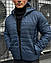 Утеплена чоловіча куртка весна-осінь легка стьобана з капюшоном, синя, розмір S, M, L, XL, фото 5