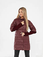 Довга жіноча куртка з рукавом 3/4 арт. 205/2, бордового кольору / бордо