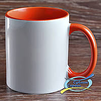 Чашка сублимационная цветная внутри и ручка/330мл(Оранжевая)