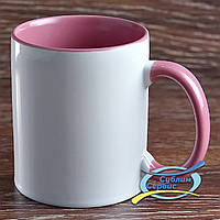 Чашка для сублимации цветная внутри и ручка/330мл (Розовая)