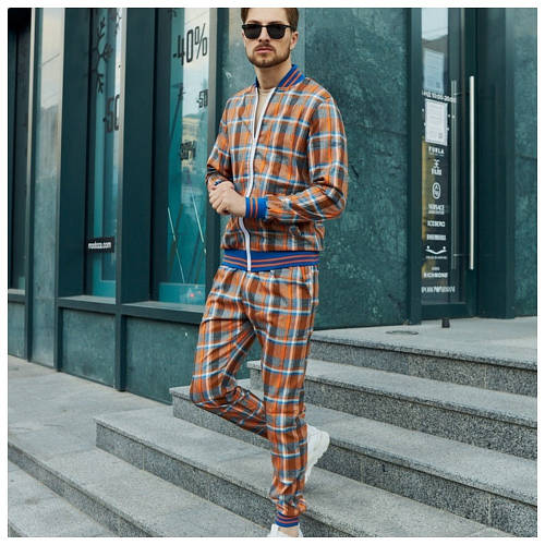 Мужской весенний / летний / осенний спортивный костюм в клетку ...