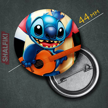 "Стіч з гітарою (Ліло і Стіч)" значок круглий на булавці Ø44 мм