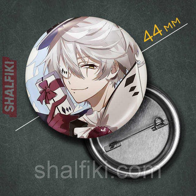 "Микола Гоголь (Проза бродячих псів / Bungo stray dogs)" значок круглий на булавці Ø44 мм, фото 1