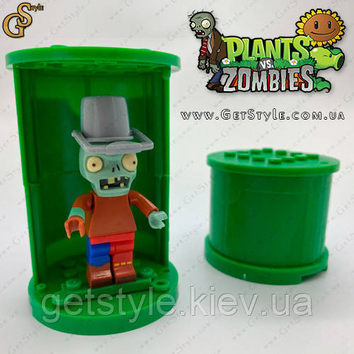 Конструктор мініфігурка Зомбі з відром Plants vs Zombie 6 см