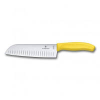 Новинка Кухонный нож Victorinox SwissClassic сантоку 17 см, ребристое лезвие, желтый (6.8526.17L8B) !