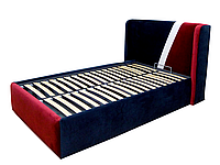 Дитяче ліжко для підлітків MeBelle MALFIE 140х190 односпальне, синій червоний велюр