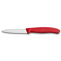 Кухонный нож Victorinox SwissClassic для нарезки 8 см, волнистое лезвие, красный (6.7631) - Топ Продаж!