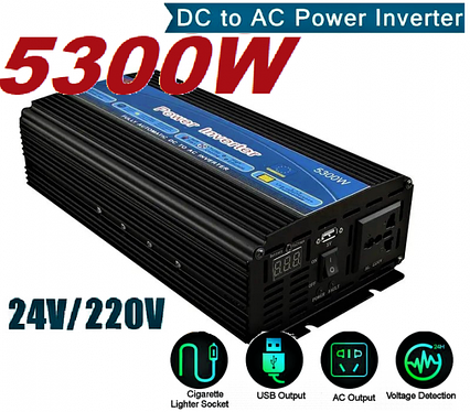 Перетворювач Wimpex 24V-220V 5300W (WX-5300W), фото 1