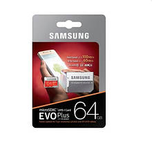 Карта памяти Samsung microSDXC 64GB UHS-I U3 Evo Plus + SD-адаптер