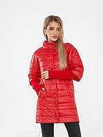 Довга жіноча куртка з рукавом 3/4 арт. 205/2, червоного кольору / червоний