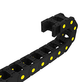 Гнучкий кабель-канал відкритий 25х38, кабелеукладач із секціями для кріплення на кожен метр, кабельний ланцюг