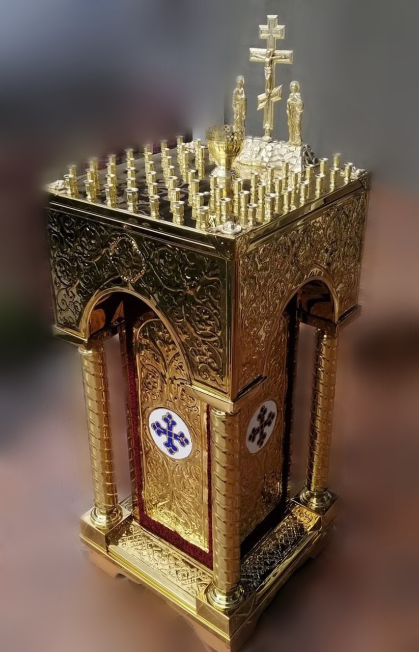 Невеликий панихидний столик на 50 свічок з булату 50×50 см, фото 1