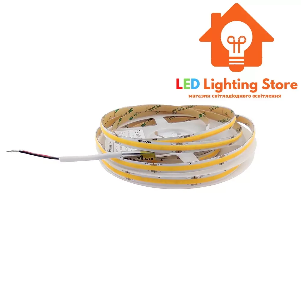 Світлодіодна стрічка RISHANG, COB, 24V, 512 led/m, 12W, 1140Lm, IP20, 4000K, CRI90, RM0802MC-D (15313), фото 1