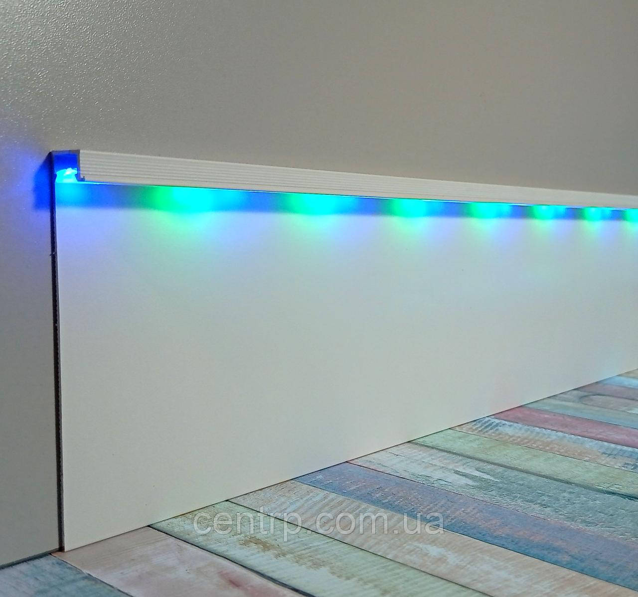 Білий прихований LED плінтус під гіпсокартон BEST DEAL 4/100 білий матовий 100 мм, L-2,5м