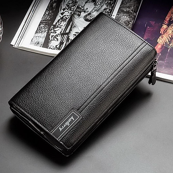 Чоловічий портмоне з натуральної шкіри 22х13х4 см, Baellerry Gross (Maxi) Чорний / Гаманець клатч для чоловіків