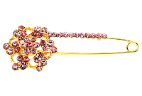Брошь-булавка "Цветок с розовыми стразами"