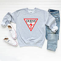 Женский осенний свитшот лонгслив кофта Guess Гесс Серый