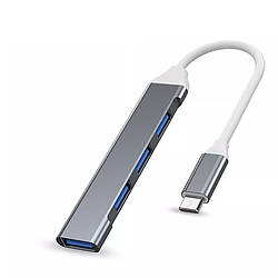 USB-хаб TransLine Type-C 4 порта USB 3.0 USB2.0 Grey