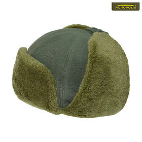 Шапка вушанка чоловіча утеплена для зимової риболовлі Acropolis ОШР-8 з флісу та штучного хутра